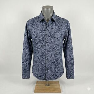 Wrangler Retro Men’s Blue Paisley Western Pearl Snap Shirt Long Sleeve Size S